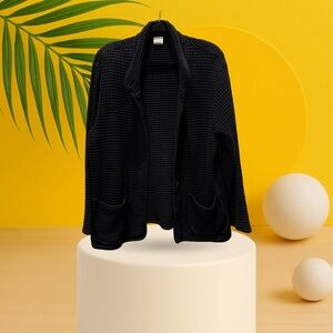 Focus Casual Lifestyle Black Waffle Knit Jacket